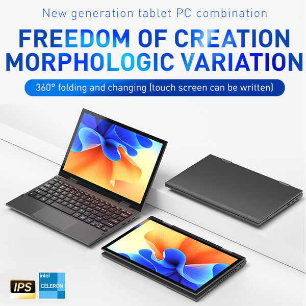 Rumtuk 2-in-1 Laptop, 2K Touchscreen 11" FHD Notebook, 12th Gen N95 CPU(Up to 3.4Ghz), 16GB DDR5 RAM, 512GB SSD, Windows 11 Pro丨360° Flip Screen丨WIFI丨BacklitKeyboard丨TypeC