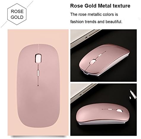 Rumtuk 2.4G Rechargeable mobile portable wireless optical mouse with USB receiver, mute type mice,3 adjustable DPI levels, for notebook, PC, laptop, computer, macbook (Pink)