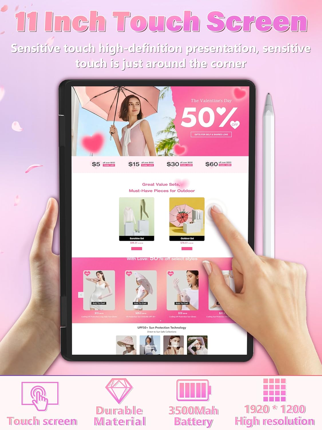 11" Touchscreen 2-in-1 Convertible Pink Laptop for Business&Students, In tel N100 CPU,16G DDR4 RAM,512G SSD,FHD 1920*1200 IPS,Win 11 Pro PC,Backlit keyboard, WiFi, Type-C,HDMI, Oval Trackpad