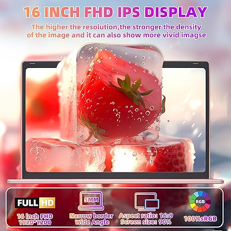 16" Rose Gold Laptop, Celeron N5105 CPU, DDR4 16GB RAM 256GB/512GB/1T SSD, FHD IPS Display, Backlit KB,Fingerprint Unlock, USB 3.0, HDMI, WiFi/BT, Perfect for Work, Study and Play! (Rose Gold)