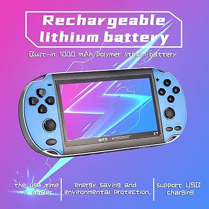 Handheld Game Consoles Built in Free Games 8GB RAM 4.3 Inch Screen Double Rocker,Support TV Output,Music/Movie/Camera Audio and Video MP3,MP4, MP5, Birthday Gift for Kids