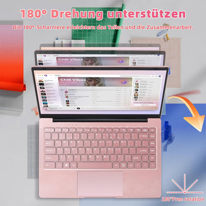 14" Laptop Roségold, Quad-Core Prozessor Celeron J4105 [schneller als N4000 und AMD 3020e], 8GB RAM, 256GB SSD, FHD IPS, HDMI, WLAN, Bluetooth, ultraleichtes und tragbares Notebook für Studenten