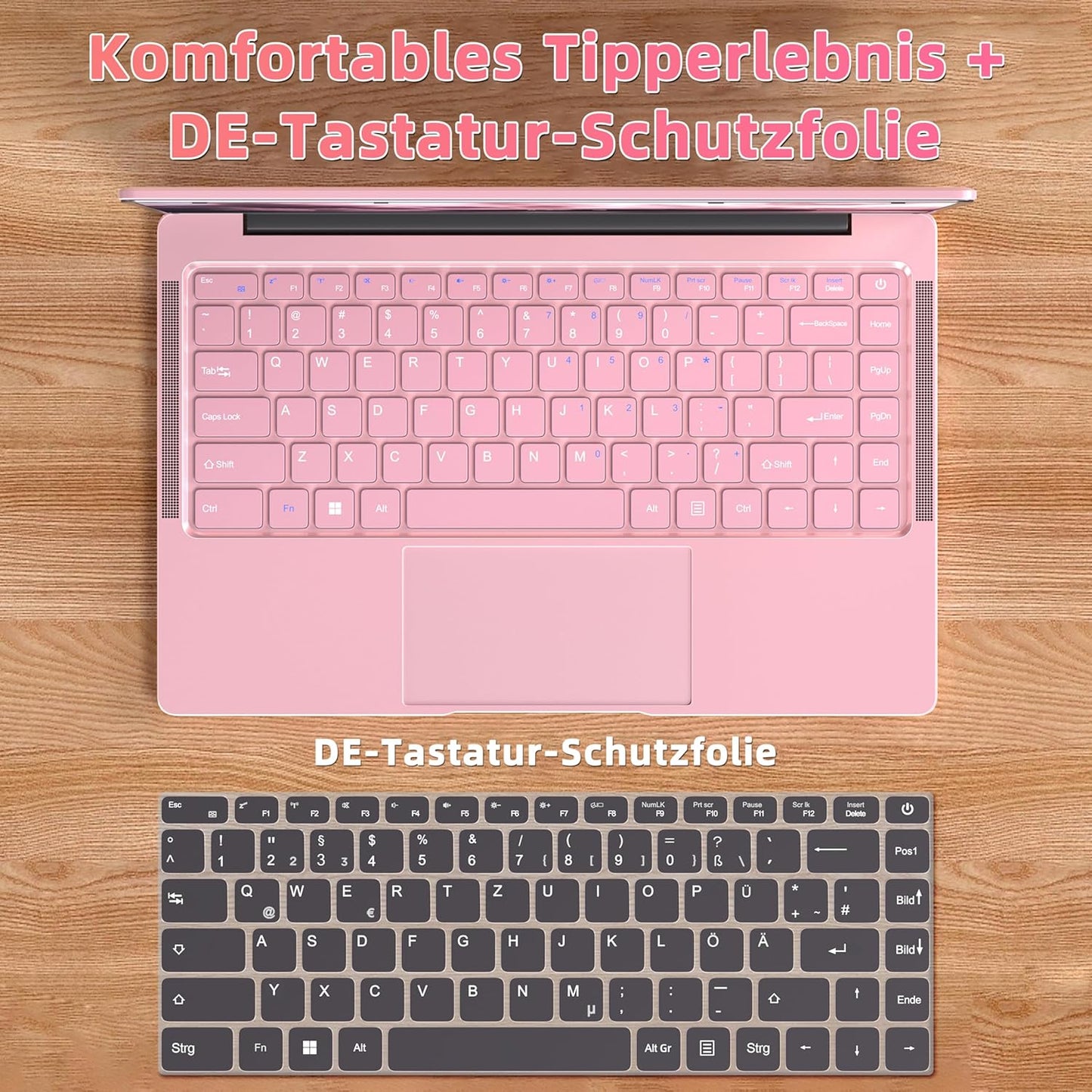 14" Laptop Roségold, Quad-Core Prozessor Celeron J4105 [schneller als N4000 und AMD 3020e], 8GB RAM, 256GB SSD, FHD IPS, HDMI, WLAN, Bluetooth, ultraleichtes und tragbares Notebook für Studenten