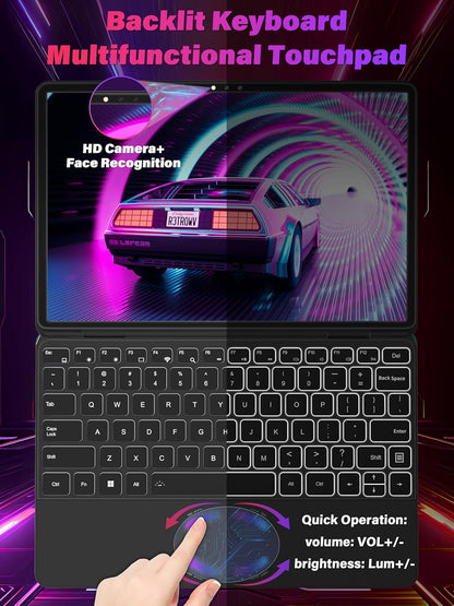 11" Gray 2-in-1 Convertible Touchscreen Laptop, FHD (1920x1200) IPS Display, in tel N100 Processor, 16GB RAM 512GB SSD, Facial Recognition, Backlit KB, USB-C,Win 11 Pro for Students & Travel