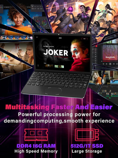 11" Gray 2-in-1 Convertible Touchscreen Laptop, FHD (1920x1200) IPS Display, in tel N100 Processor, 16GB RAM 512GB SSD, Facial Recognition, Backlit KB, USB-C,Win 11 Pro for Students & Travel