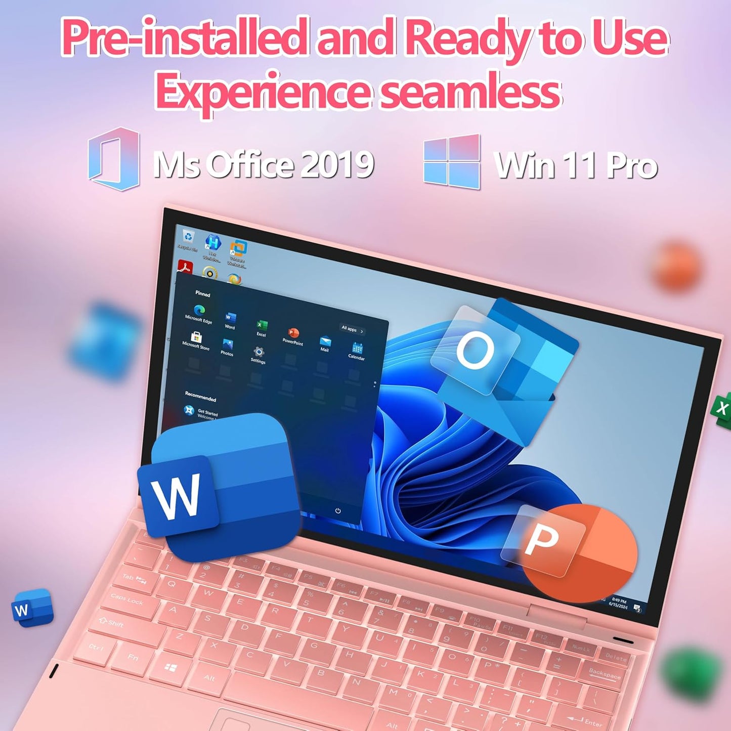 2-in-1 Mini Laptop: 10.95" 2K FHD IPS Touchscreen, In tel N95 CPU, 16GB DDR5 RAM, Ultra-Thin Metal Body, Win 11 PC, Full-Function Type-C, Cooling Fan, Fingerprint, Backlit Keyboard