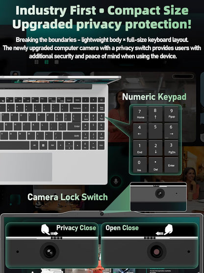 14" Portable Laptop Computer, N5095 CPU,8GB RAM(Up to 64GB Expansion),256GB NVMe SSD,FHD IPS Display,Win 11 Pro,Numeric Keypad,2.4/5G WiFi,BT4.2,for Student and Business