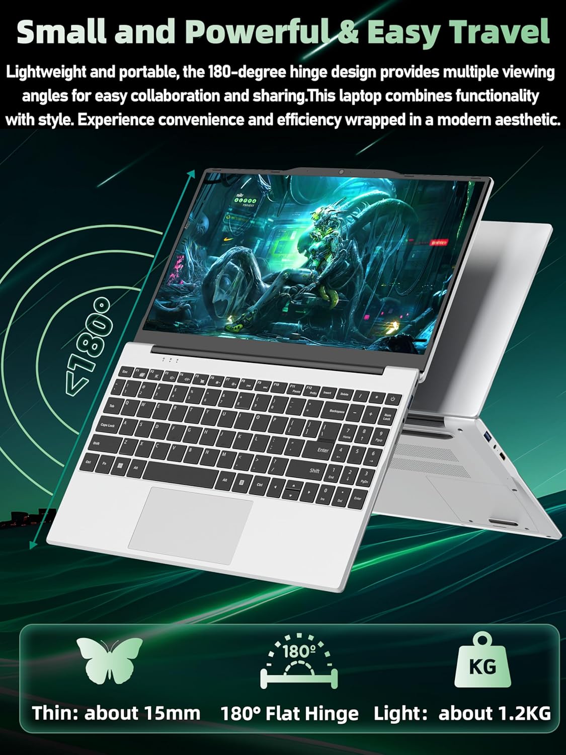 14" Portable Laptop Computer, N5095 CPU,8GB RAM(Up to 64GB Expansion),256GB NVMe SSD,FHD IPS Display,Win 11 Pro,Numeric Keypad,2.4/5G WiFi,BT4.2,for Student and Business