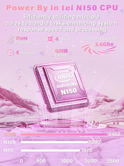 11" Touchscreen 2-in-1 Convertible Pink Laptop for Business&Students, In tel N100 CPU,16G DDR4 RAM,512G SSD,FHD 1920*1200 IPS,Win 11 Pro PC,Backlit keyboard, WiFi, Type-C,HDMI, Oval Trackpad