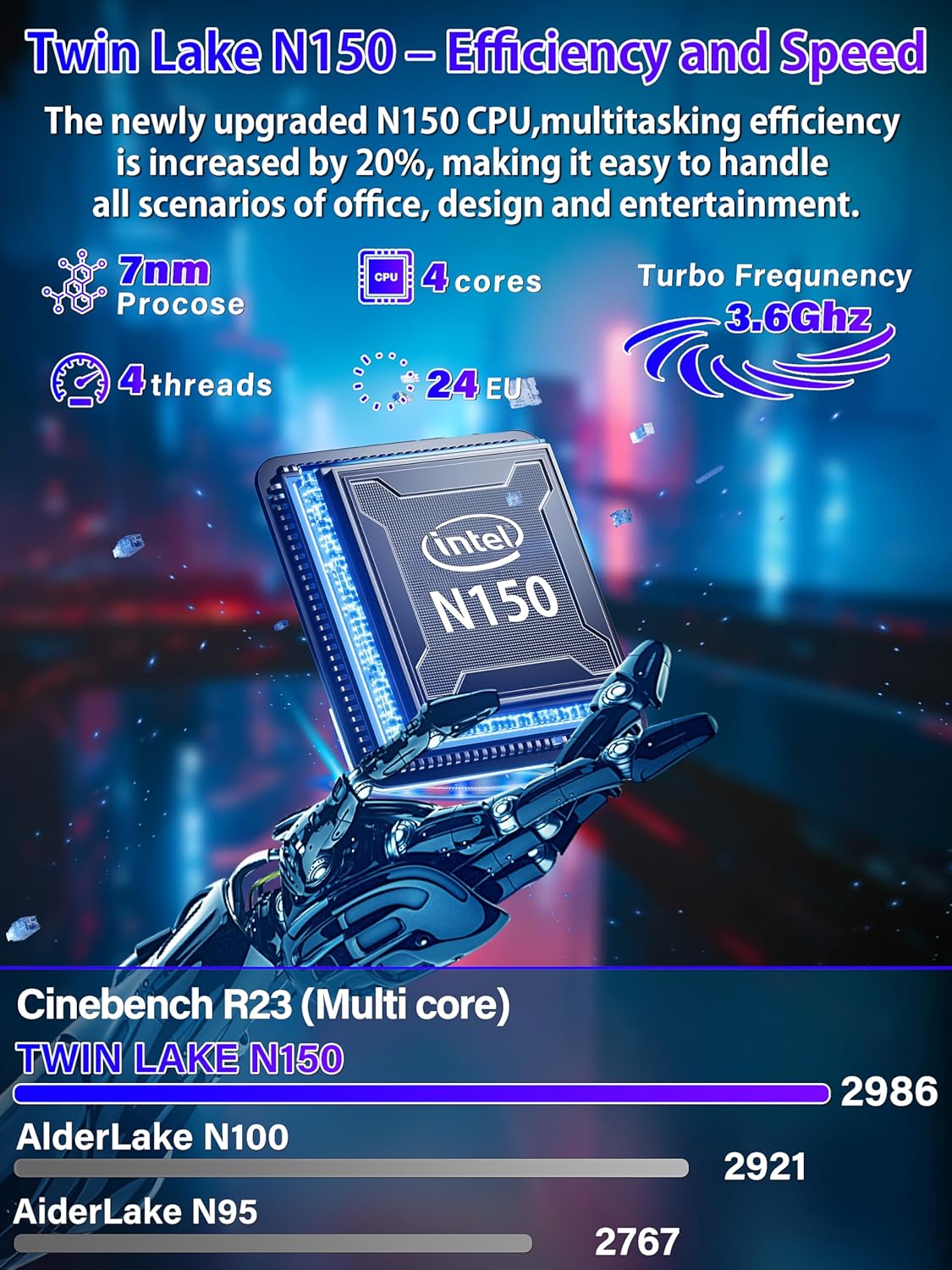 17.3-inch Business Laptop PC, in tel N150 CPU(Up to 3.6GHz) 16GB RAM 512 GB NVMe SSD,FHD IPS Large Screen,Win11 Pro,Backlit Keyboard,6000mAh Battery, HDMI, USB 3.0, Type-C, Wi-Fi