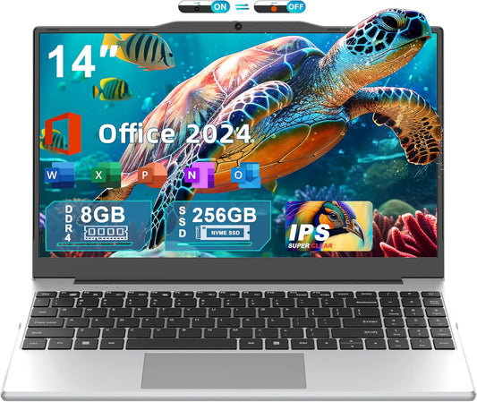 14" Portable Laptop Computer, N5095 CPU,8GB RAM(Up to 64GB Expansion),256GB NVMe SSD,FHD IPS Display,Win 11 Pro,Numeric Keypad,2.4/5G WiFi,BT4.2,for Student and Business