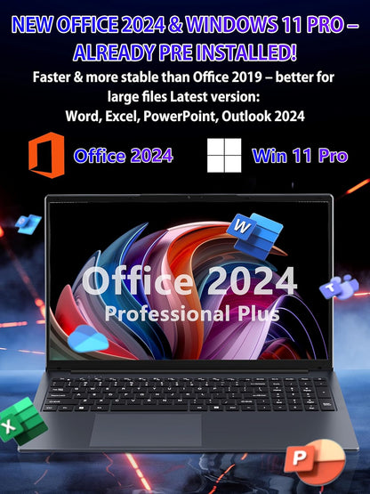 17.3-inch Business Laptop PC, in tel N150 CPU(Up to 3.6GHz) 16GB RAM 512 GB NVMe SSD,FHD IPS Large Screen,Win11 Pro,Backlit Keyboard,6000mAh Battery, HDMI, USB 3.0, Type-C, Wi-Fi
