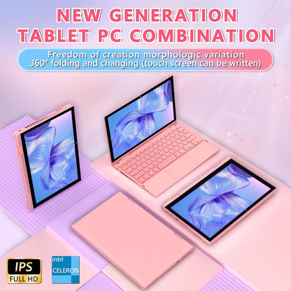 2-in-1 Mini Laptop: 10.95" 2K FHD IPS Touchscreen, In tel N95 CPU, 16GB DDR5 RAM, Ultra-Thin Metal Body, Win 11 PC, Full-Function Type-C, Cooling Fan, Fingerprint, Backlit Keyboard