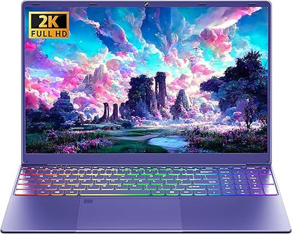 16" Purple Gaming Laptop 12G LPDDR5 RAM 256GB/512GB/1TB NVMe SSD Alder Lake N95 CP, 2K FHD(1920 * 1200) IPS Screen/Color Backlit KB/Fingerprint/Windows 11 PC for Game Work Study