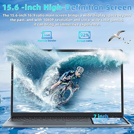 Dual Screen Laptop 15.6"LCD Screen + 7" Touch Screen Computer 16GB RAM 1TB SSD Alder Lake-N100 (up to 3.4GHz) /Student & Business Portable PC with Color Backlight KB,TypeC,Windows 11 Pro