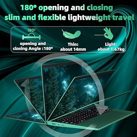 16" Green Laptop, Celeron N5105 CPU, DDR4 16GB RAM 256GB/512GB/1TB SSD, FHD IPS Display, Backlit KB,Fingerprint Unlock, USB 3.0, HDMI, WiFi/BT, Perfect for Work, Study and Play! (Green)