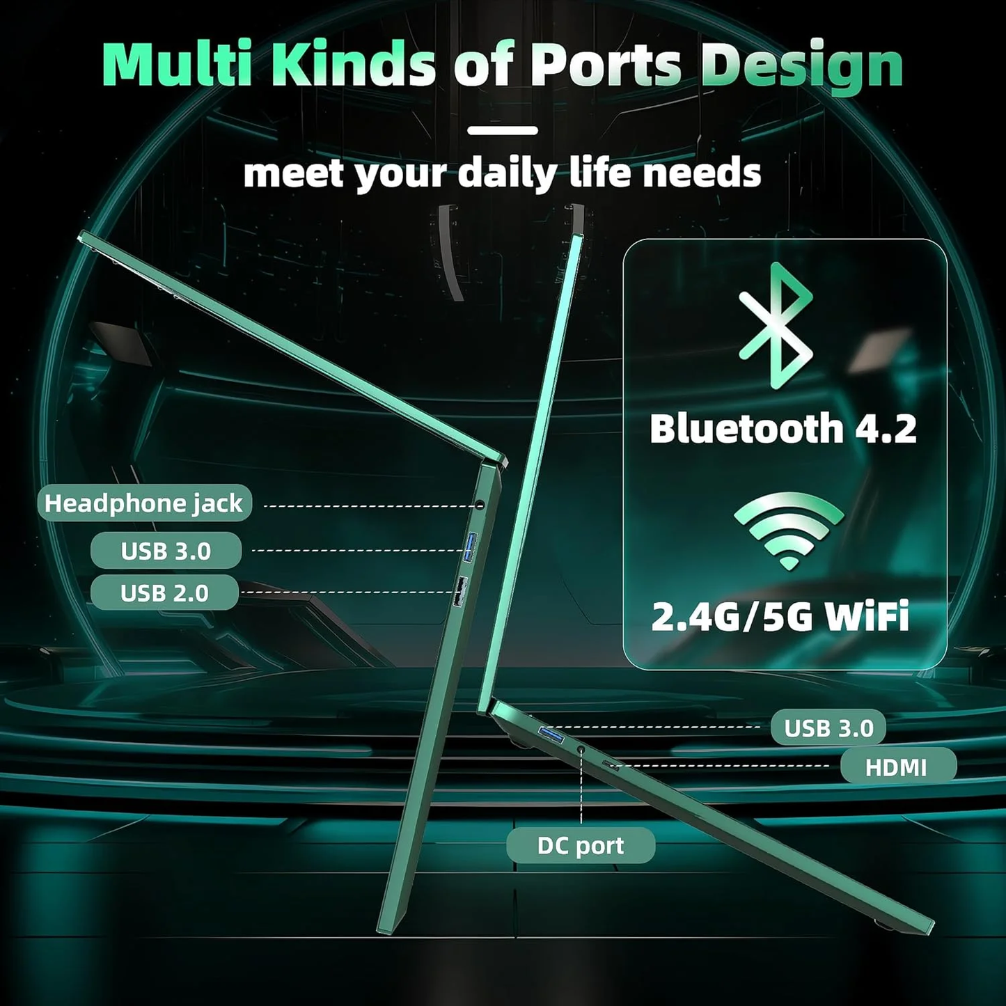 16" Green Laptop, Celeron N5105 CPU, DDR4 16GB RAM 1T SSD, FHD IPS Display, Backlit KB,Fingerprint Unlock, USB 3.0, HDMI, WiFi/BT, Perfect for Work, Study and Play!