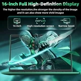16" Green Laptop, Celeron N5105 CPU, DDR4 16GB RAM 1T SSD, FHD IPS Display, Backlit KB,Fingerprint Unlock, USB 3.0, HDMI, WiFi/BT, Perfect for Work, Study and Play!