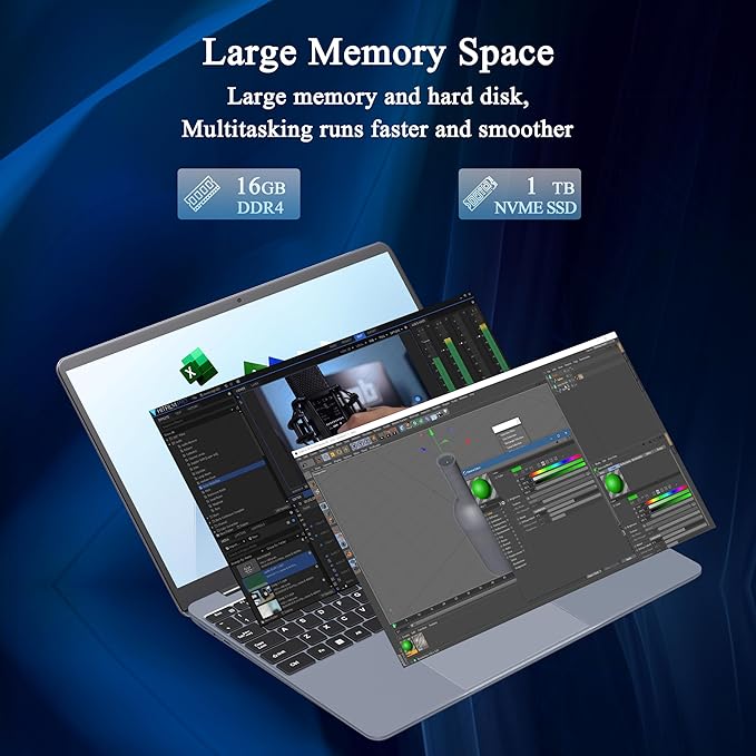 165Hz 2.5K FHD Display Gaming Laptop 15.6-inch Laptop AMD R7 5700U(up to 4.3GHz) with Radeon Graphics Notebook Computer 16GB RAM 1TB NVMe SSD BK Keyboard/Win 11/Office 2019