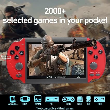 Handheld Game Consoles Built in Free Games 8GB RAM 4.3 Inch Screen Double Rocker,Support TV Output,Music/Movie/Camera Audio and Video MP3,MP4, MP5, Birthday Gift for Kids