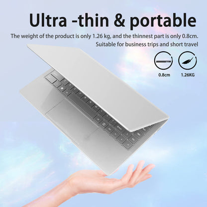 14" Silver FHD IPS Display Ultra-Thin Laptop, Celeron J4105 (up to2.8GHz), 8GB DDR4 RAM, 512GB SSD, 180° Opening, 2 USB3.0, WiFi/BT, Perfect for Travel, Study and Work