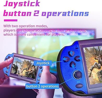 Handheld Game Consoles Built in Free Games 8GB RAM 4.3 Inch Screen Double Rocker,Support TV Output,Music/Movie/Camera Audio and Video MP3,MP4, MP5, Birthday Gift for Kids