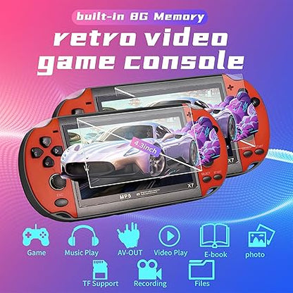 Handheld Game Consoles Built in Free Games 8GB RAM 4.3 Inch Screen Double Rocker,Support TV Output,Music/Movie/Camera Audio and Video MP3,MP4, MP5, Birthday Gift for Kids