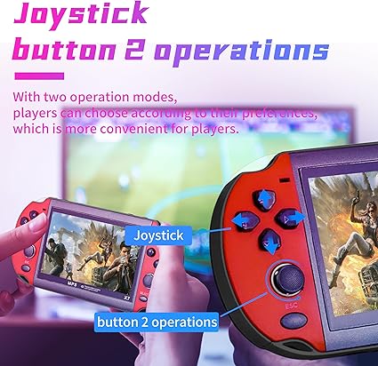 Handheld Game Consoles Built in Free Games 8GB RAM 4.3 Inch Screen Double Rocker,Support TV Output,Music/Movie/Camera Audio and Video MP3,MP4, MP5, Birthday Gift for Kids
